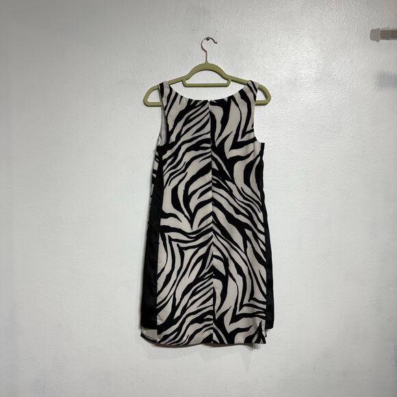 Vince Camuto Zebra Print Crepe de Chine Mini Shift Dress Sz 4 - Picture 8 of 11